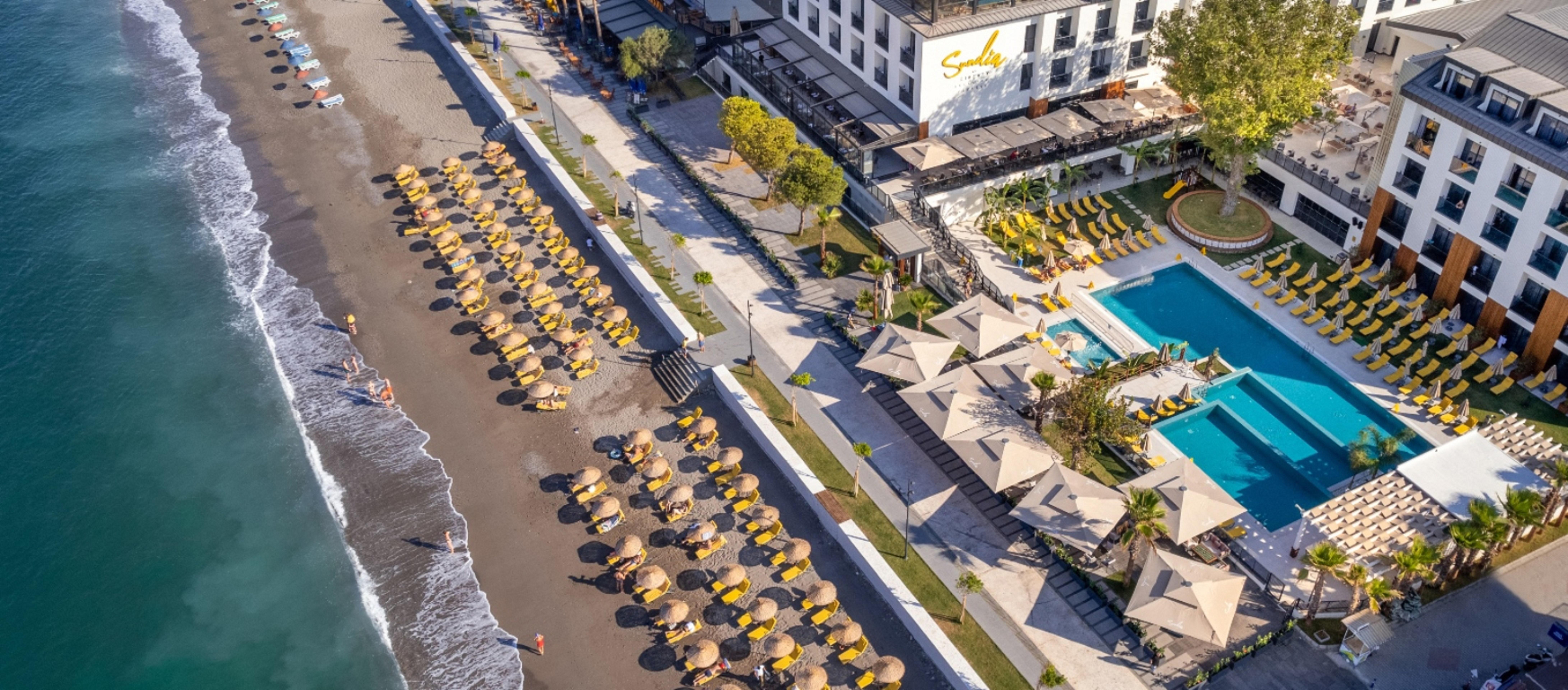 Sundia Exclusive By Liberty Fethiye Adults Only Hotel Exterior photo Aerial view of the beach